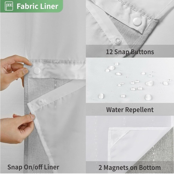 Eachope Grey Farmhouse No Hook Shower Curtain Boho Gray, Size 71x74 - Picture 7 of 9